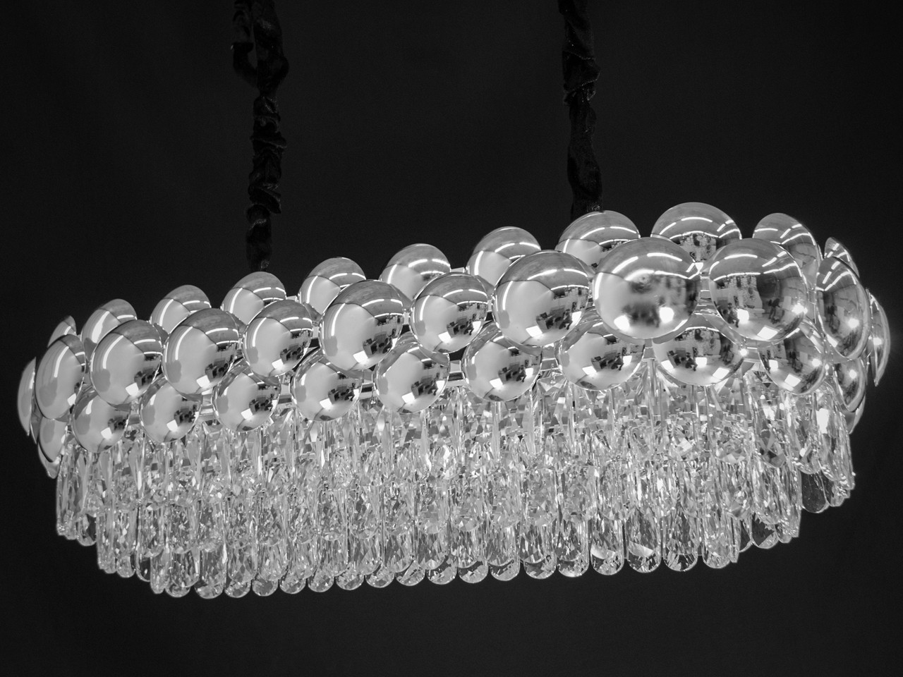 Повітряна кришталева люстра овальної форми для вітальні, колір хром QS6608-800X350HR-LS