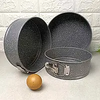 Набір роз'ємних металевих форм з мармуровим покриттям 3шт Ø18/20/22*6.5 см,0034 А-П