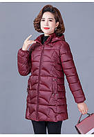 Куртка женская бордовая демисезонная с капюшоном 3XL(UA48), Однотонный