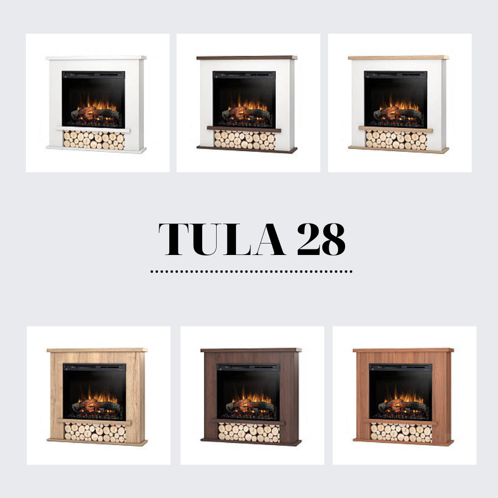 Електрокамін Tula із 28-дюймовою вставкою Білий матовий