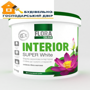 Інтер’єрна фарба «FLORA COLOUR» для стель та стін 14кг для сухого витирання