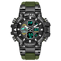 Чоловічий тактичний годинник Smael 8027 Army Green військові, спортивні, водонепроникні.
