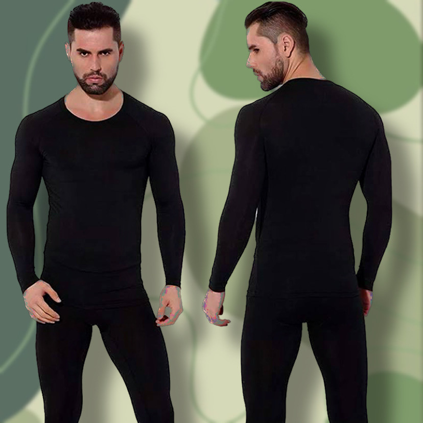 Комплект чоловічої термобілизни Чорний розмір S - XXXL  Термобілизна чоловіча спортивна тепла (лонгслів + штани)