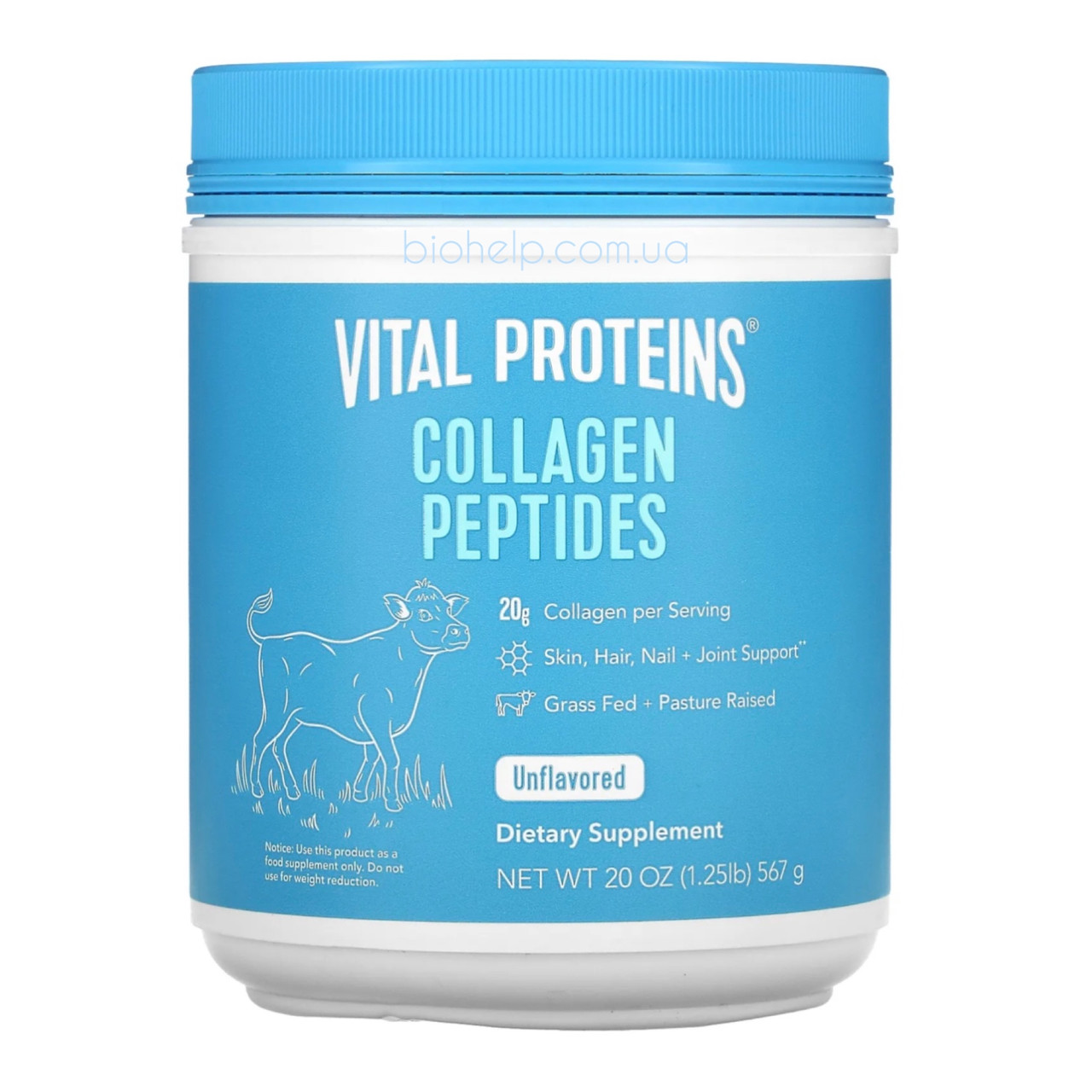 Vital Proteins Колаген порошковий пептид, Collagen Peptides, Unflavored, (567г) BX058