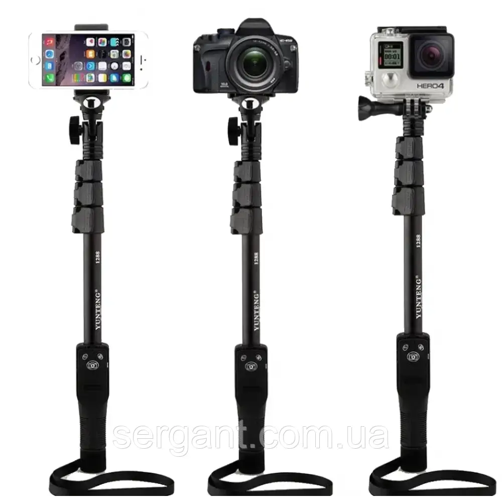 Селфі монопод з пультом Bluetooth Yunteng YT-1288, фото 1