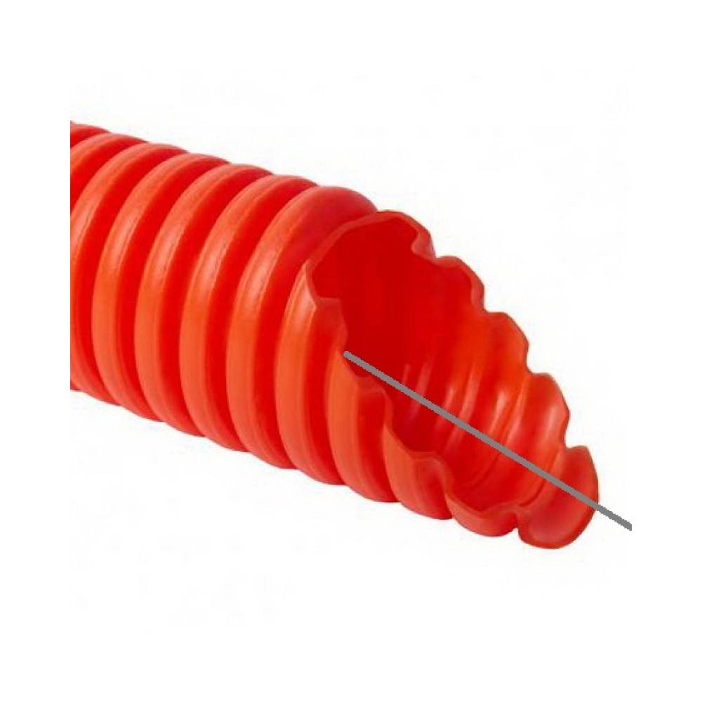 Труба гофрована ДКС червона ПНД D16/11.0мм з протяжкою 100м 11516