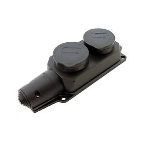 Розетка каучук монофазна двохмістна 16А 50319 Профгруп