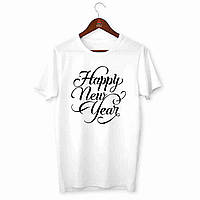 Футболка белая с новогодним принтом "Happy New Year. С новым годом" Push IT