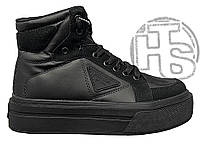 Женские кроссовки Prada Macro Re-Nylon And Brushed Leather High-top Sneakers 36
