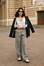 Жіночі брюки сірі широкі кашемир, фото 3