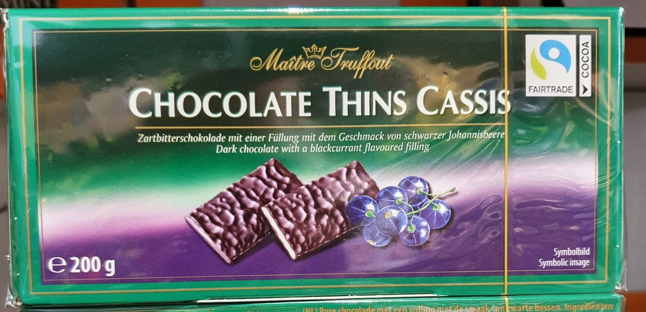 Цукерки Maitre Truffout Chocolate Thins Cassis 200 г., фото 1