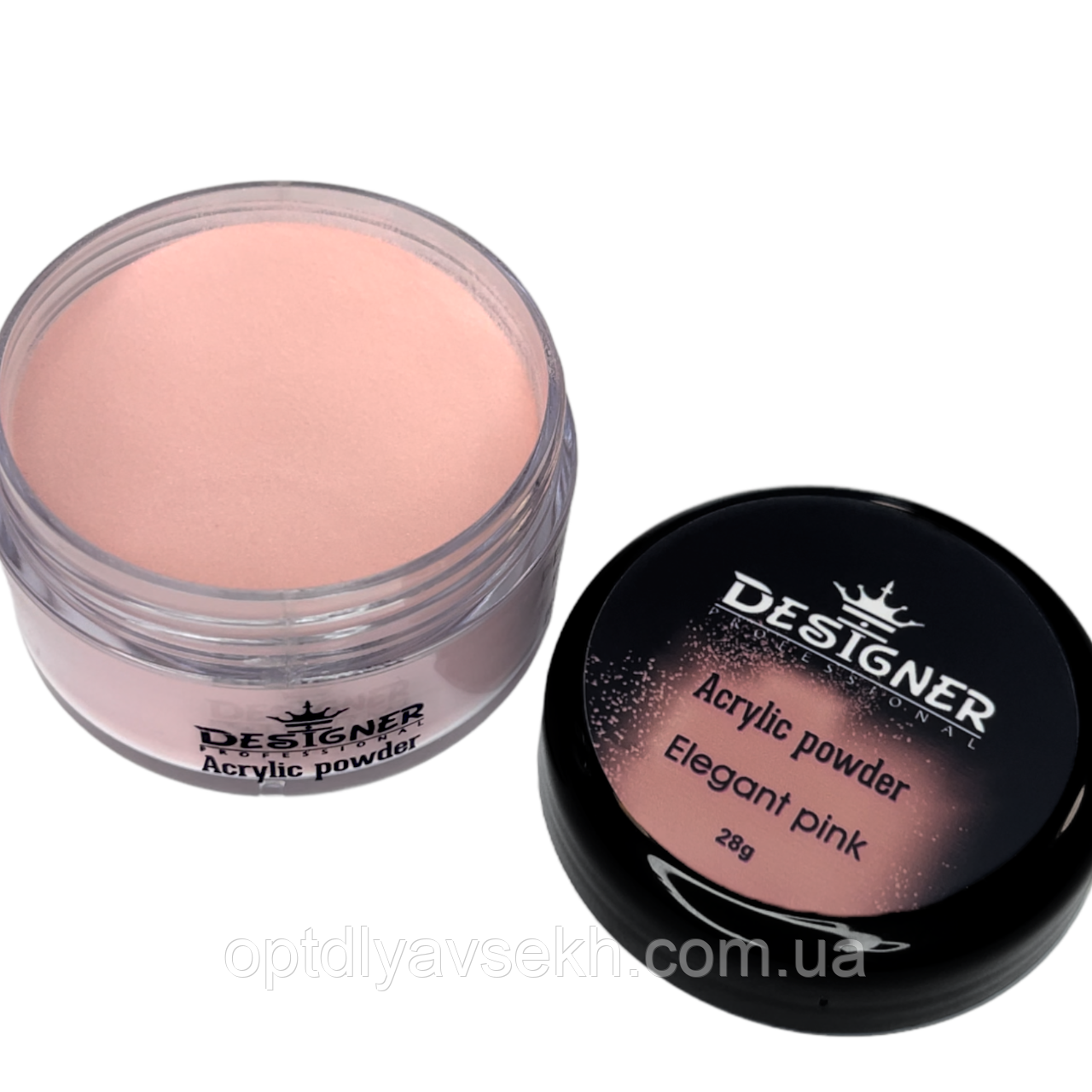 Акрилова пудра/Acrylic powder 28 г. для зміцнення нігтів та акрилового нарощування Дизайнер Elegant pink