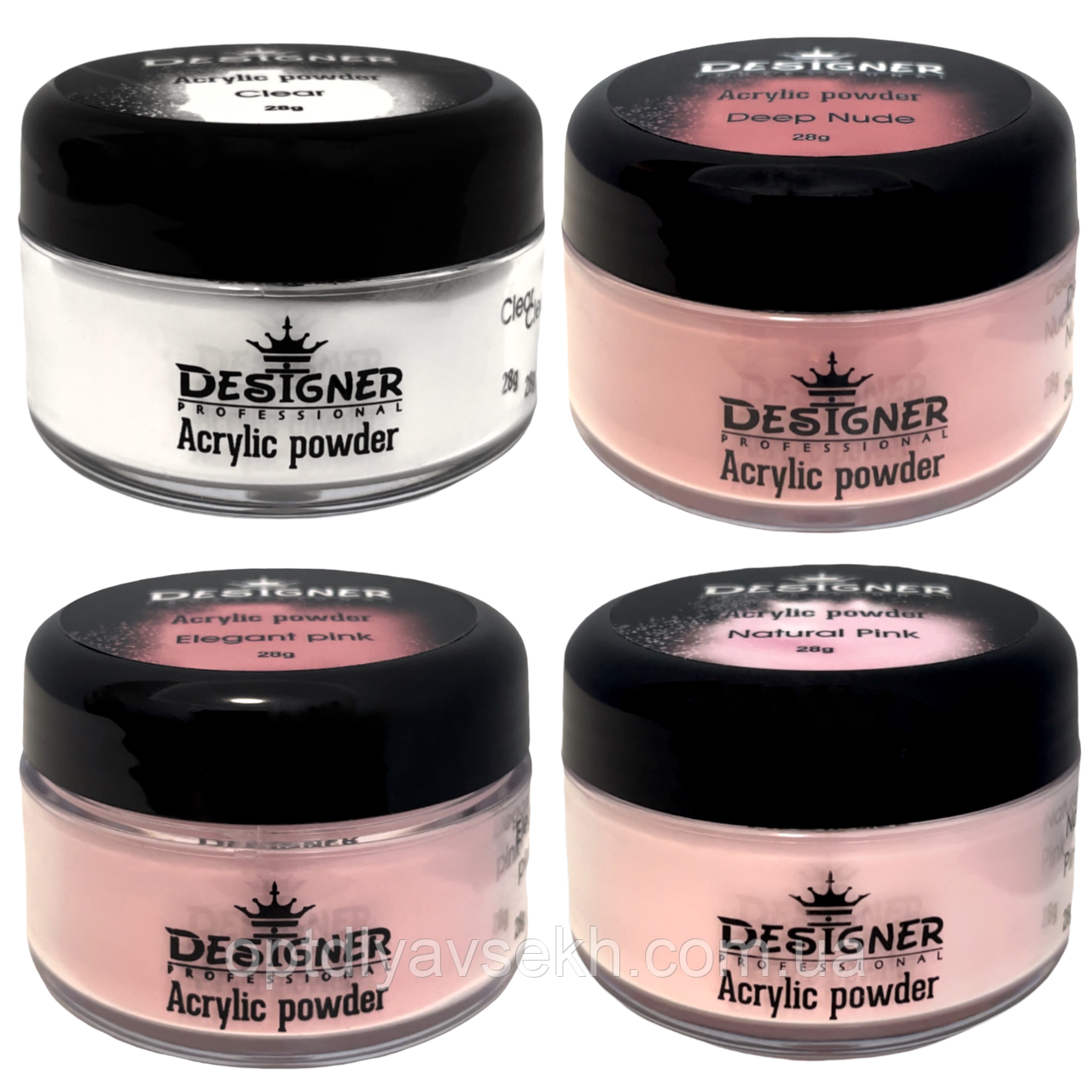 Акрилова пудра/Acrylic powder 28г. для зміцнення нігтів та акрилового нарощування Дизайнер, фото 1