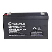 Свинцово-кислотная аккумуляторная батарея Westinghouse 6V, 7Ah, terminal F2, 1шт 94*34*151 мм