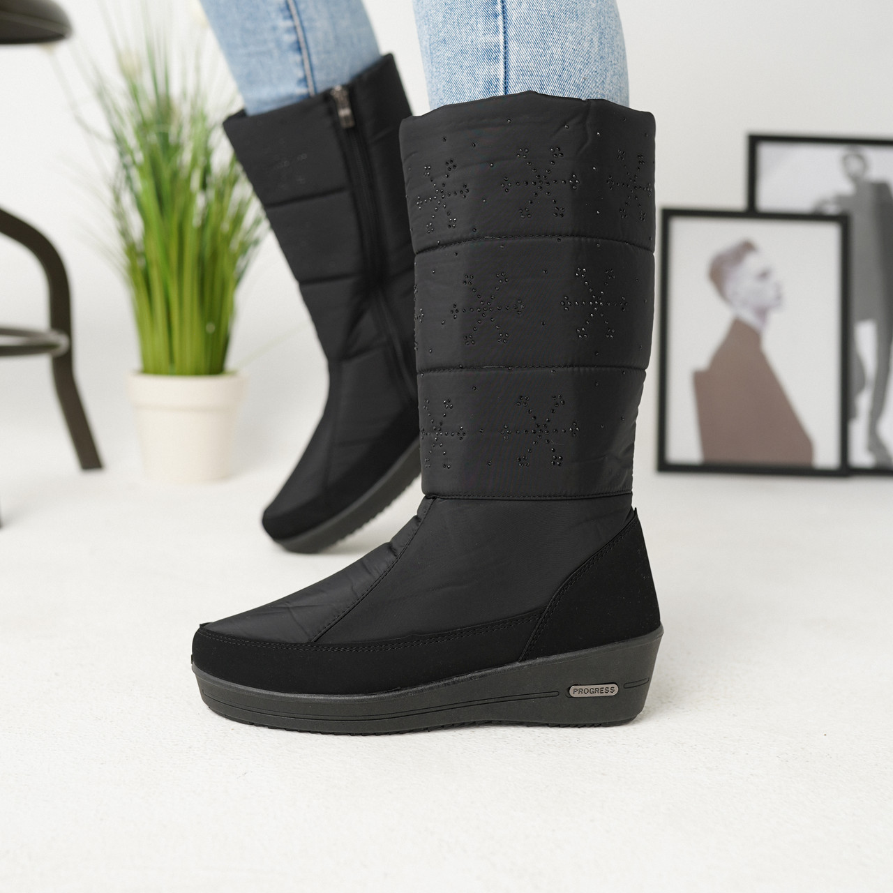 Високі дутики на хутрі непромокаючі