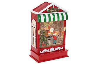 Декор новорічний Магазин Санти, з LED підсвічуванням і гліттером, що летить, 25.5см