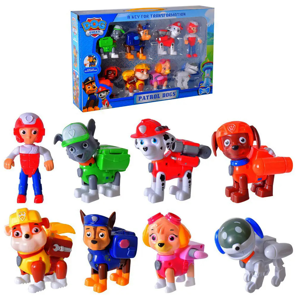 Ігровий набір Patrol Dogs Paw Patrol «Щенячий патруль» - 8 фігурок по 9см., рюкзаки відкриваються (6050), фото 1