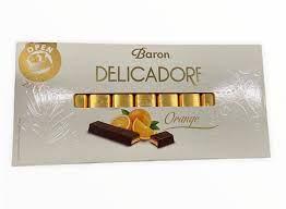Шоколад молочний зі смаком апельсина Delicadore Baron, 200 г, Польща