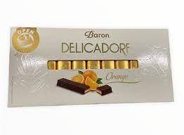 Шоколад молочний зі смаком апельсина Delicadore Baron, 200 г, Польща