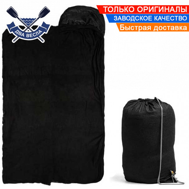 Спальний мішок ковдра з капюшоном до - 20ºC Ranger 3 season Black спальні мішки ковдри трисезонний спальний мішок Чорний
