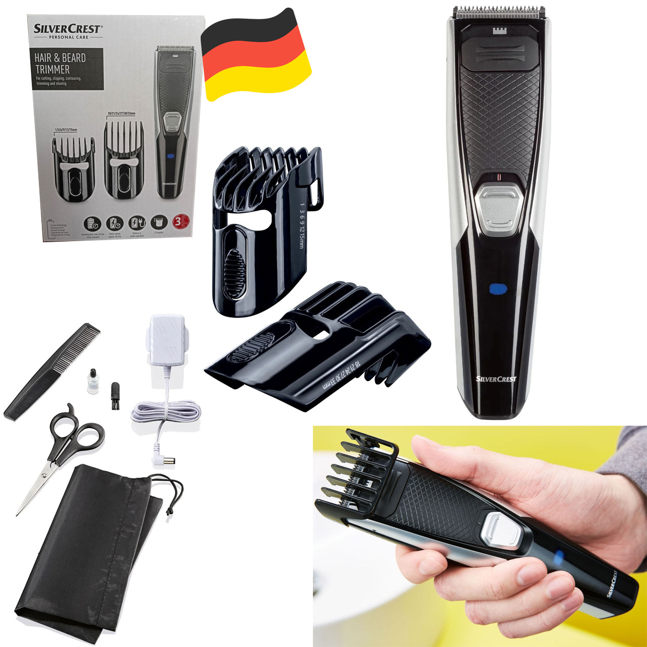 Машинка для стрижки, тример для волосся і бороди SilverCrest SHBS 500 D4 (60 хв, Німеччина), фото 1