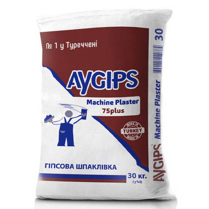 Шпаклівка гіпсова машинна Aygips Machine Plaster 75 (30 кг), фото 2