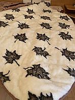 Одеяло двуспальное Меховое двустороннее одеяло кленовый лист 175*210 Теплое двуспальное одеяло на овчине