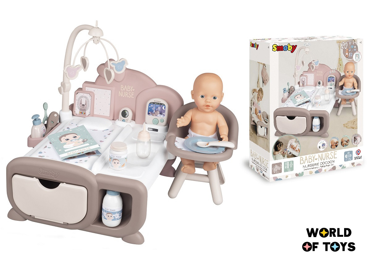 Ігровий центр Smoby Toys Baby Nurse Дитяча кімната зі звуковими ефектами з пупсом та аксесуарами (220375)