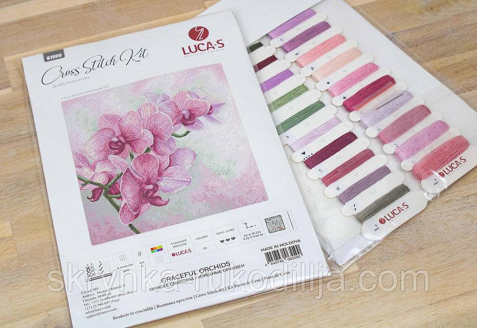 Набір для вишивки хрестиком B7009 Luca-S Вишукані орхідеї 25x25см (Aida 16 "Zweigart")