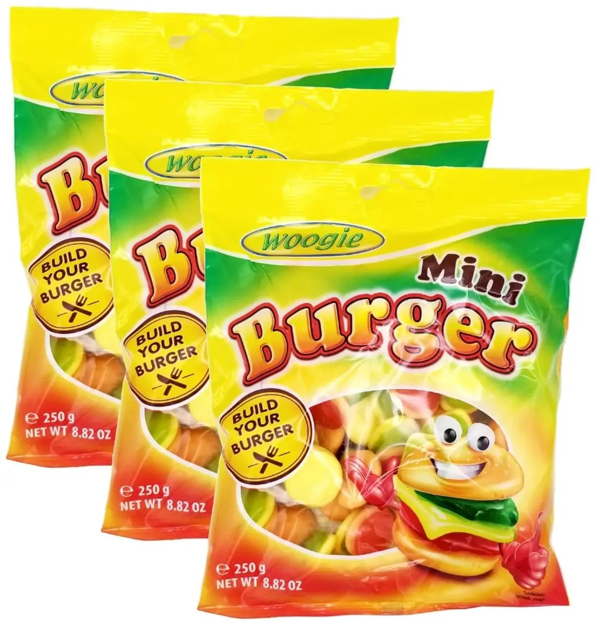 Цукерки желейні жувальні Woogie Mini Burger (міні бургери), 250 г, Німеччина