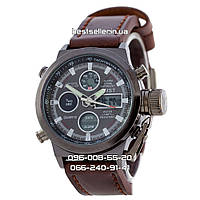 Годинник військові AMST 3003 JAPAN QUARTZ 45 mm Black/Brown.