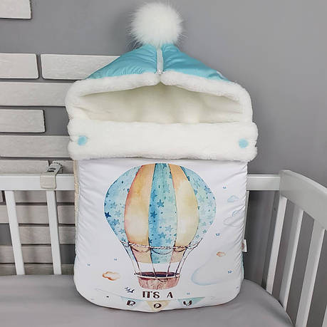 Зимовий конверт на виписку 2в1 чохол в коляску / дитячий спальник з непромокальної преміум-плащової тканини та хутра, фото 1