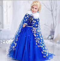 Платье принцессы Эльзы из синего бархата, с накидкой