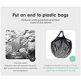 Авоська/сумка для покупок/шопер/тоут із бавовни з довгою ручкою до 8 кг Feather чорна (LB-68497), фото 7