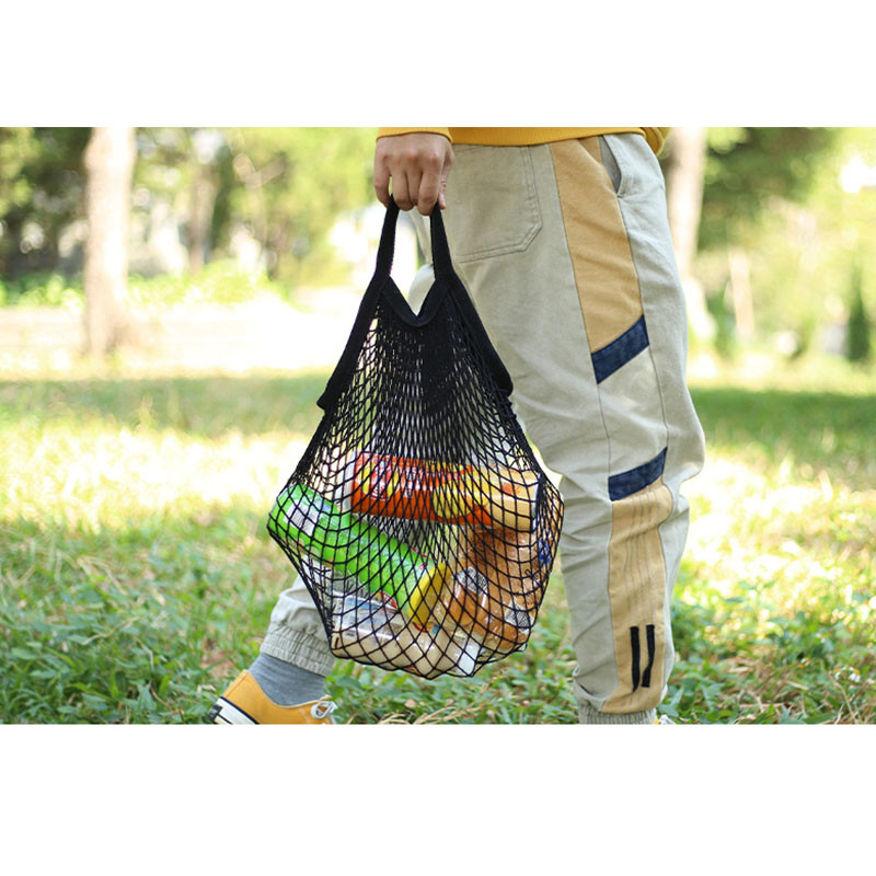 Авоська/сумка для покупок/шопер/тоут із бавовни з довгою ручкою до 8 кг Feather чорна (LB-68497), фото 1