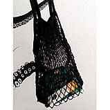 Авоська/сумка для покупок/шопер/тоут із бавовни з довгою ручкою до 8 кг Feather чорна (LB-68497), фото 8