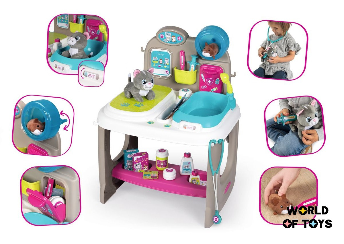 Ігровий набір Smoby Toys Ветеринарний центр з котиком та хом'яком (340404)