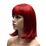 Перука каре BOB колір N1 темно-червоний, для сцени, танців, вечірок і розваг. Термоволосся, фото 3