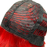 Перука каре BOB колір N3 світло-червоний, для сцени, танців, вечірок і розваг. Термоволосся, фото 7