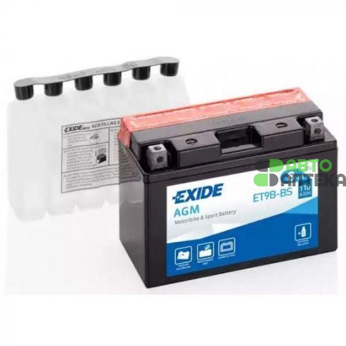 Купить Мото аккумулятор EXIDE AGM 6СТ-8Ah Аз 12В 110А (EN) ET9B-BS ...