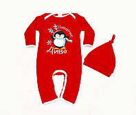 Комбінезон з шапочкою для малюка "новорічне диво" (пінгвін) 62 Family look
