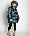 Дитяча зимова куртка, пуховик для дівчаток ТМ X-Woyz 8355 Розміри 116- 164 нефрит, фото 4