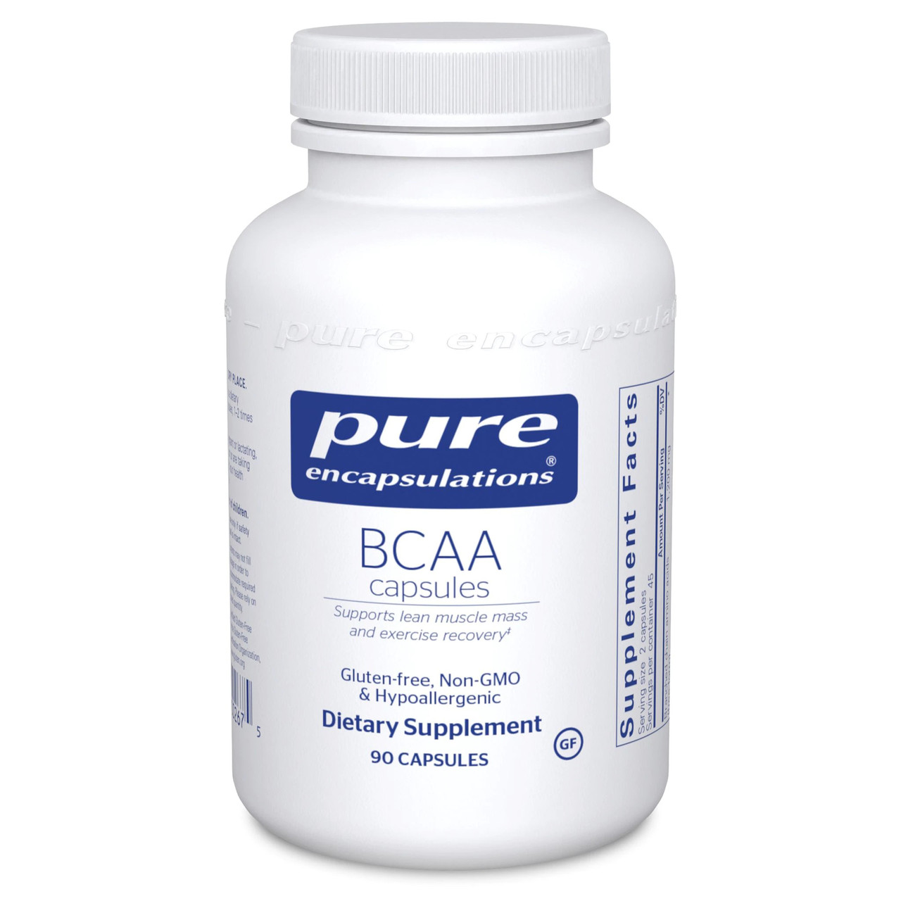 BKAA BCAA, Pure Encapsulations, підтримка м'язової функції під час вправ, 90 капсул. Придатний до 08.2025