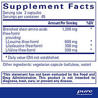 BCAA BCAA, Pure Encapsulations, підтримка м'язової функції під час вправ, 90 кап., фото 2