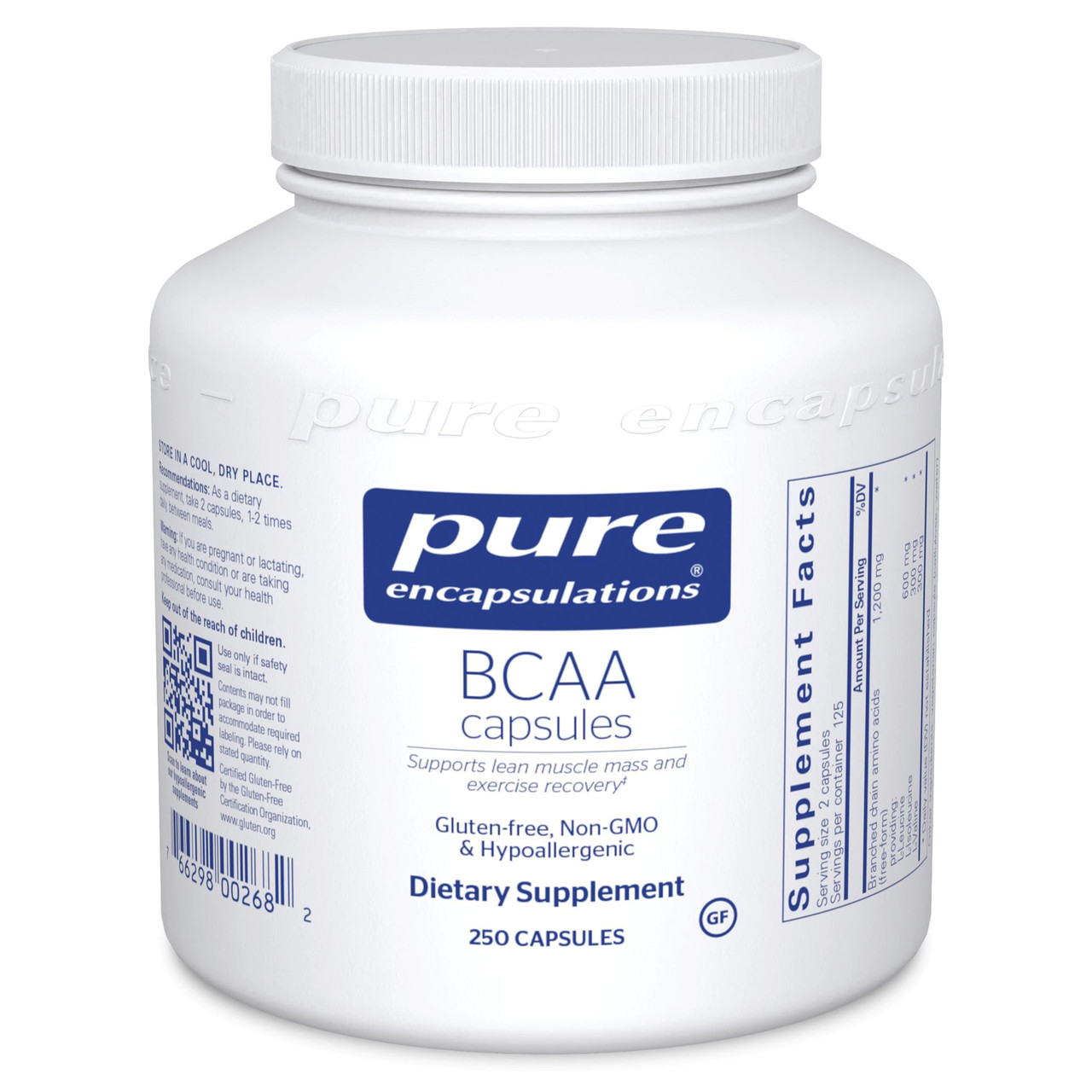 BКAA капсулы, BCAA, Pure Encapsulations, 250 капсул BX013