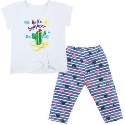 Костюм (футболка та штани) літній для дівчинки GABBI KS-19-14-2 Тропики Рожевий на зріст 86 (11661)