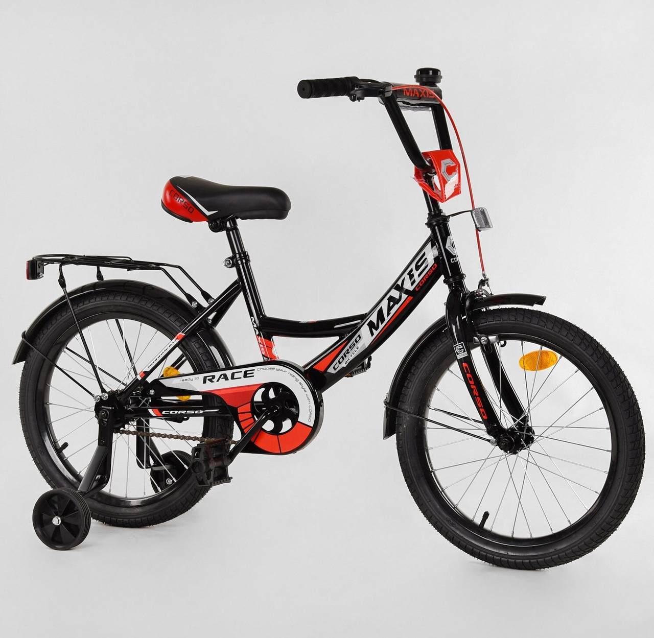 Двоколісний велосипед Corso MAXIS на 18 дюймів, Чорно-червоний 18201