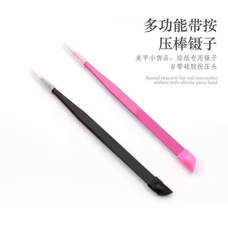 Двосторонній силіконовий пінцет для нігтів, страз, вій, фото 1