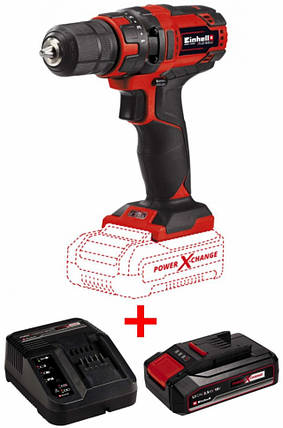 Акумуляторний шуруповерт Einhell TC-CD 18/35 Li - Solo : 18V (акум 2.5 ампера і зарядка) 4513927,4512097, фото 1