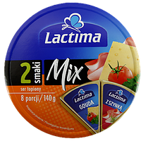 Сир плавлений мікс гауда та зі смаком шинки Лактіма Lactima mix 140g 24шт/ящ (Код: 00-00004047)